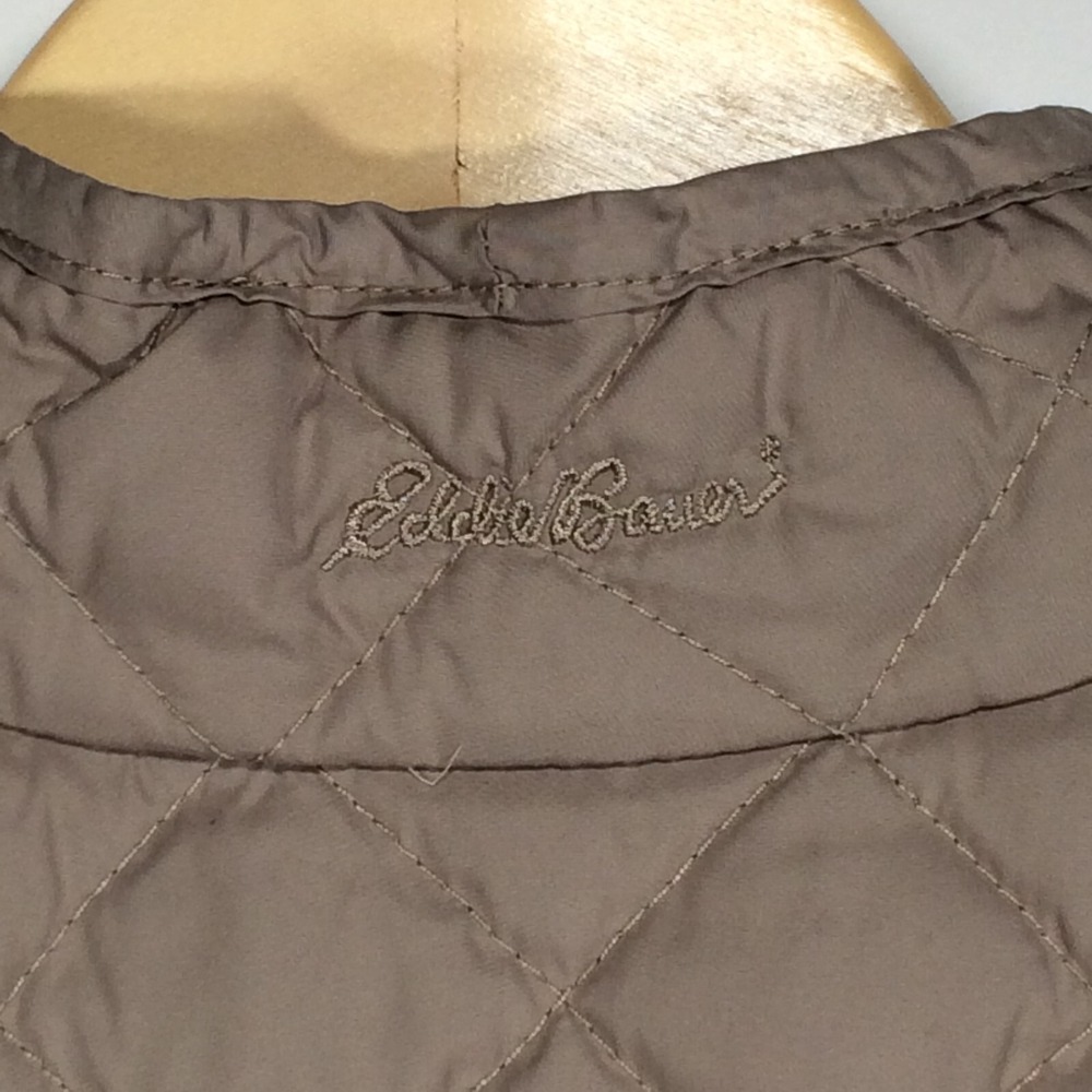 Eddie Bauer Vest Womens Medium Quilted Goose Down Brown Outdoors Hiking - Picture 6 of 16
